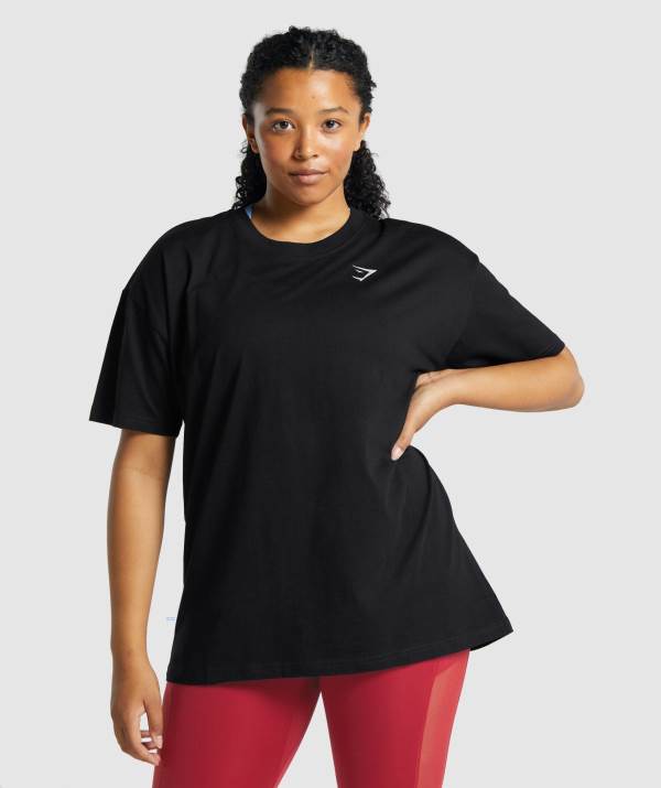 Damske Tricka Gymshark Training Oversized Čierne | XB6472803